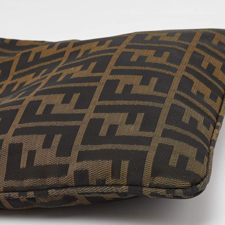 مملوكة مسبقًا Fendi Tobacco Zucca Canvas and Leather Flat Bag