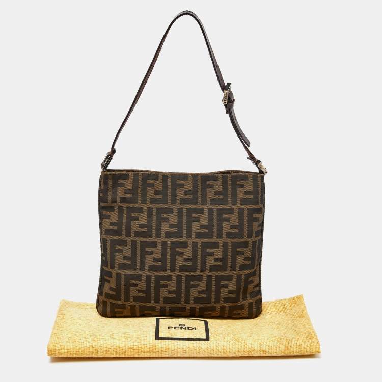 مملوكة مسبقًا Fendi Tobacco Zucca Canvas and Leather Flat Bag
