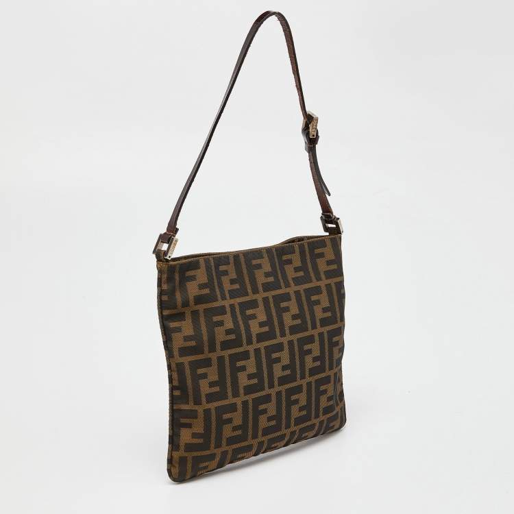 مملوكة مسبقًا Fendi Tobacco Zucca Canvas and Leather Flat Bag