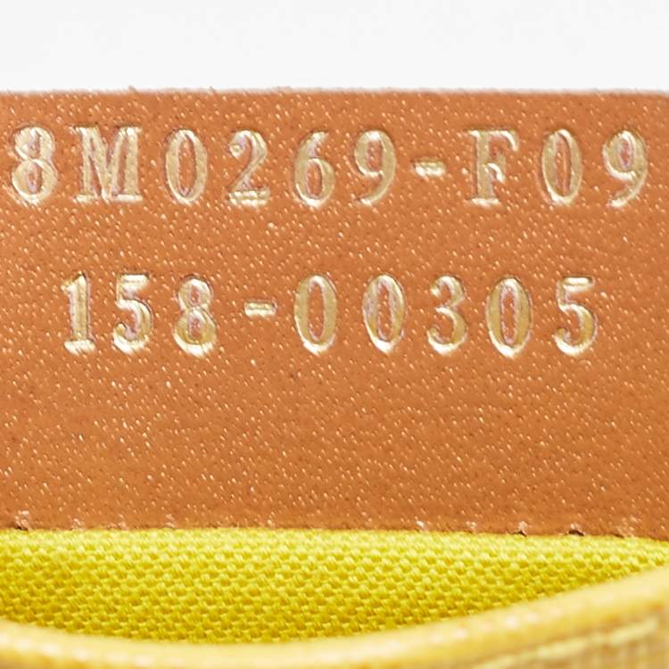 Pre Owned Fendi Yellow Leather Card Holder