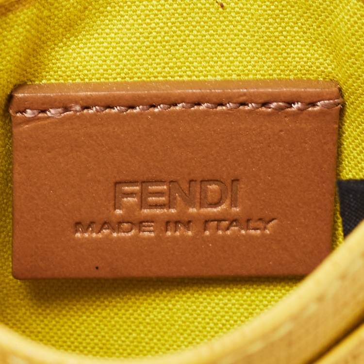 Pre Owned Fendi Yellow Leather Card Holder