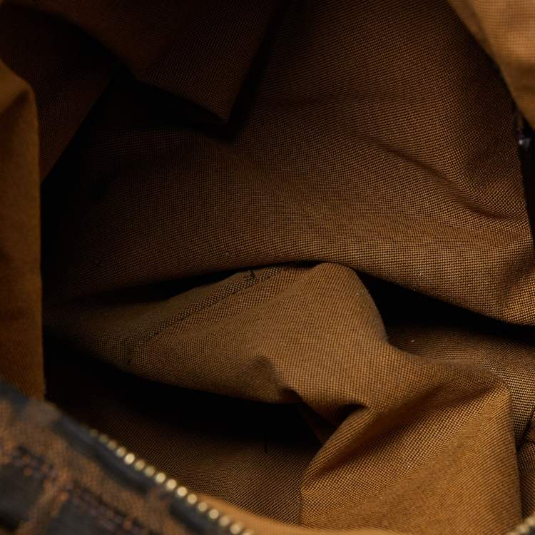 Pre Owned Fendi Tobacco Zucca Canvas and Leather Chef Chain Link Hobo