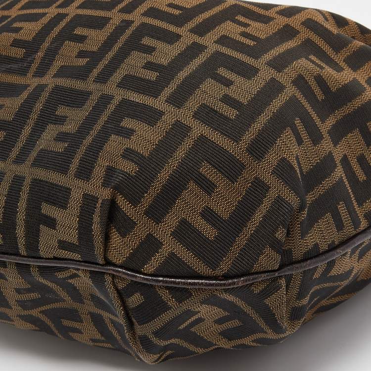 Pre Owned Fendi Tobacco Zucca Canvas and Leather Chef Chain Link Hobo