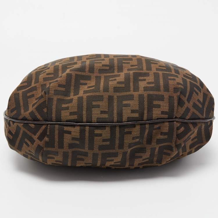 Pre Owned Fendi Tobacco Zucca Canvas and Leather Chef Chain Link Hobo