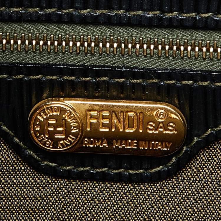 Pre Owned Fendi Tobacco Zucca Canvas and Leather Front Pocket Tote