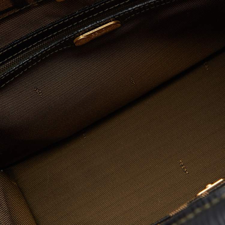 Pre Owned Fendi Tobacco Zucca Canvas and Leather Front Pocket Tote