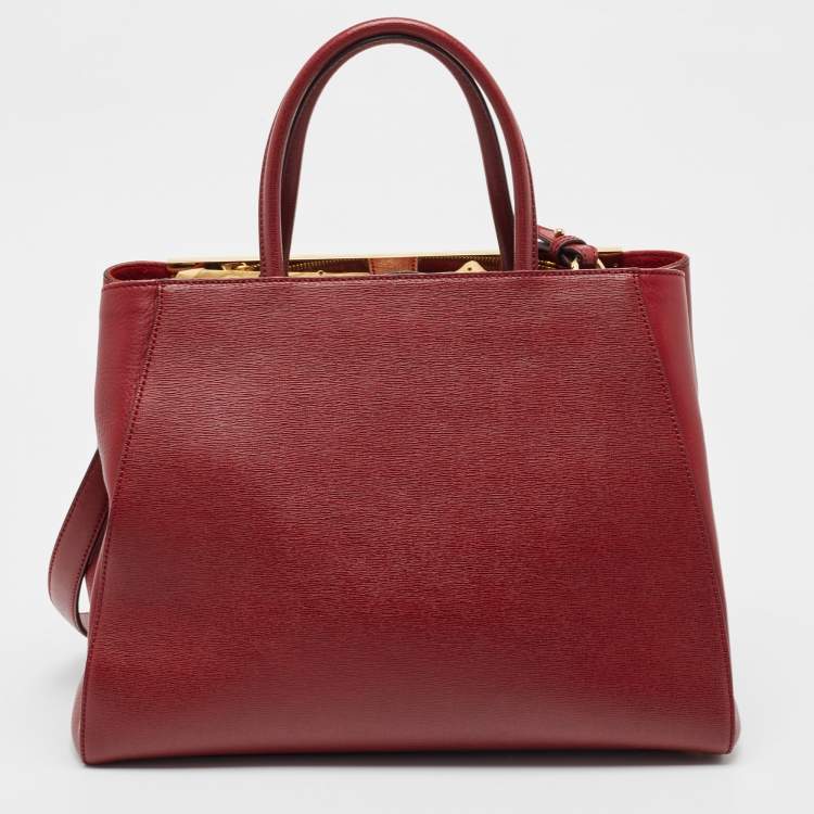 Pre Owned Fendi Red Leather Medium 2Jours Tote