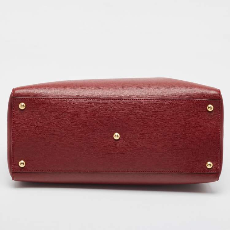 Pre Owned Fendi Red Leather Medium 2Jours Tote