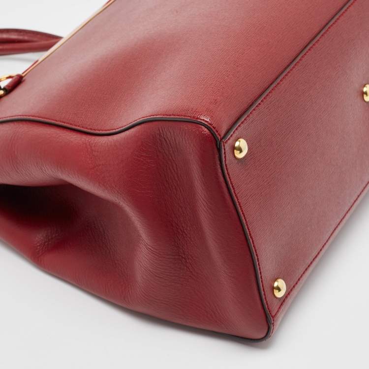 Pre Owned Fendi Red Leather Medium 2Jours Tote