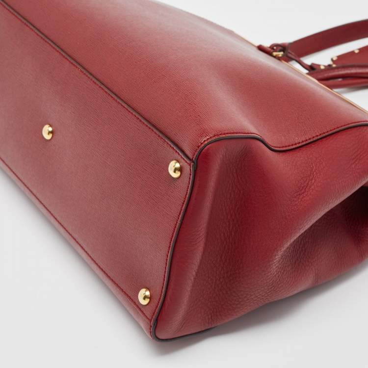 Pre Owned Fendi Red Leather Medium 2Jours Tote