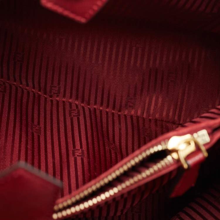 Pre Owned Fendi Red Leather Medium 2Jours Tote