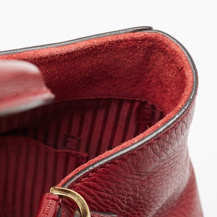 Pre Owned Fendi Red Leather Medium 2Jours Tote