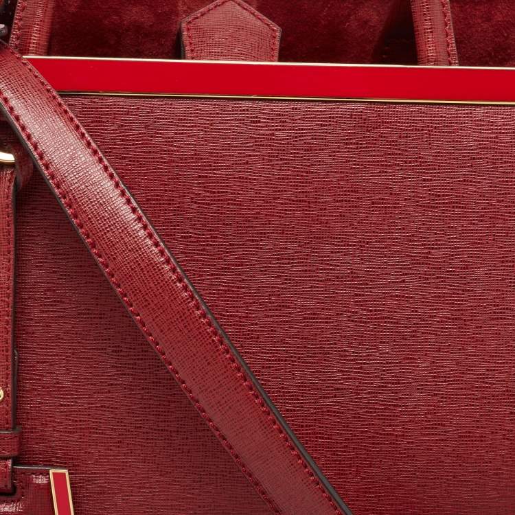 Pre Owned Fendi Red Leather Medium 2Jours Tote