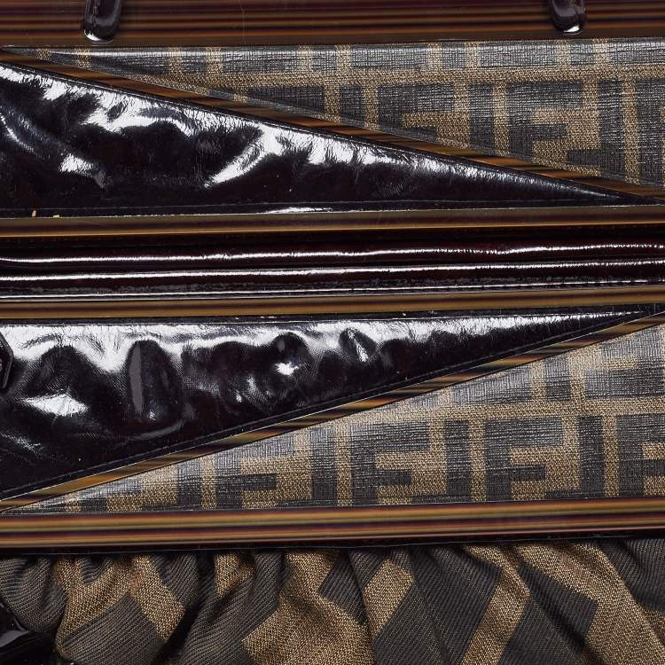 Pre Owned Fendi Tobacco Zucca Canvas and Patent Leather To You Convertible Clutch Bag