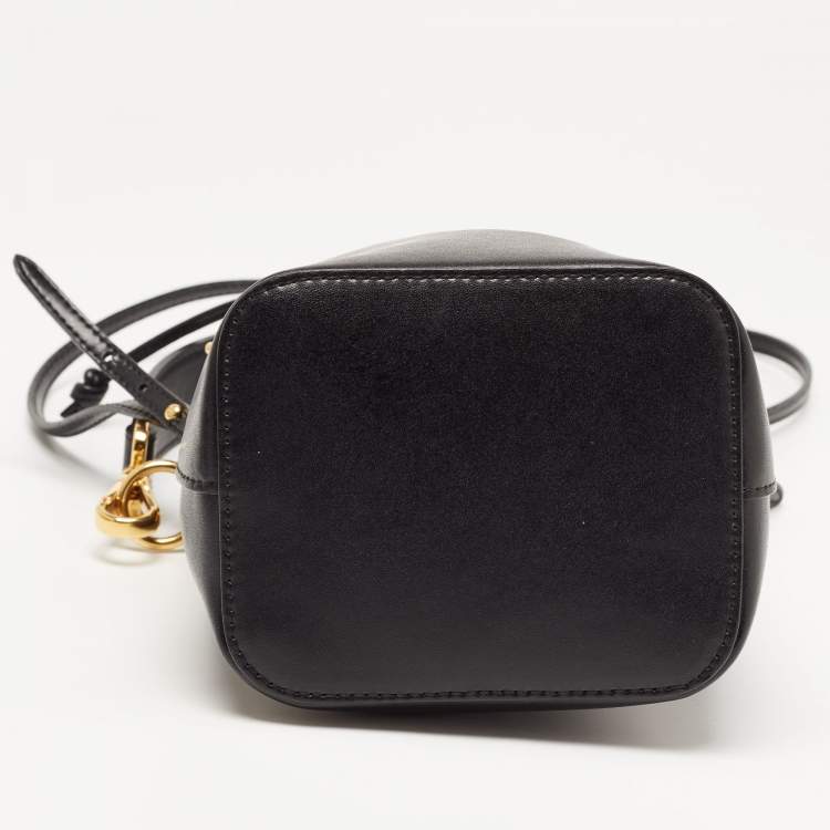 Pre Owned Fendi Black Leather Mini Mon Tresor Bucket Bag