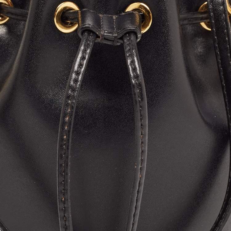 Pre Owned Fendi Black Leather Mini Mon Tresor Bucket Bag