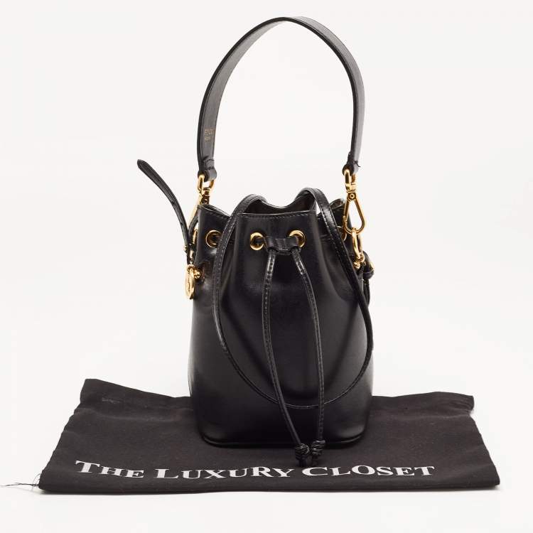Pre Owned Fendi Black Leather Mini Mon Tresor Bucket Bag