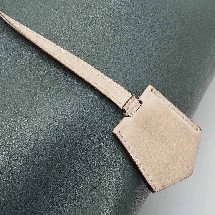 Pre Owned Fendi Green Malachite/Beige Leather Medium By The Way Shoulder Bag