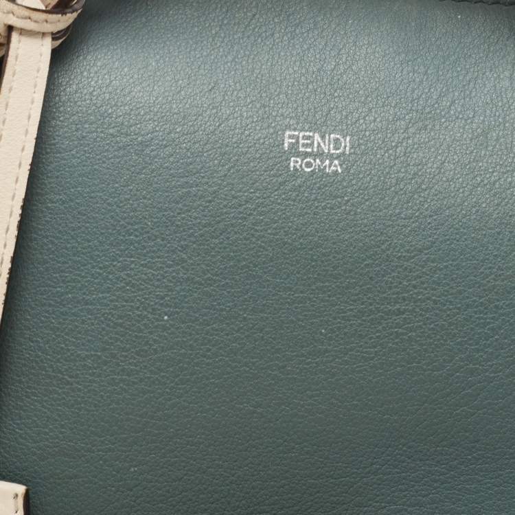 Pre Owned Fendi Green Malachite/Beige Leather Medium By The Way Shoulder Bag