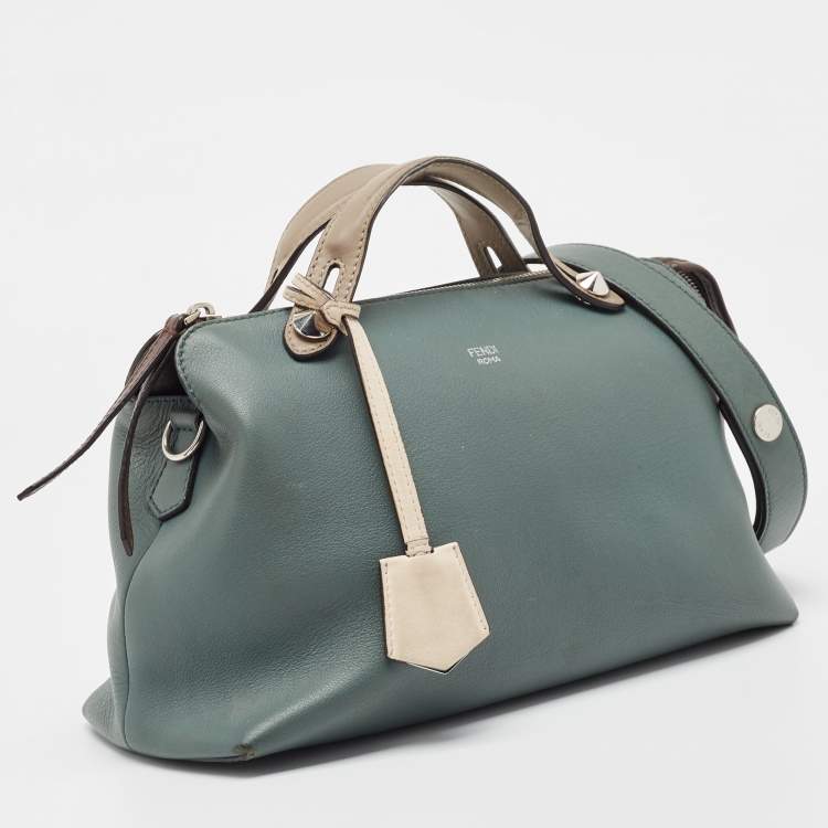 Pre Owned Fendi Green Malachite/Beige Leather Medium By The Way Shoulder Bag