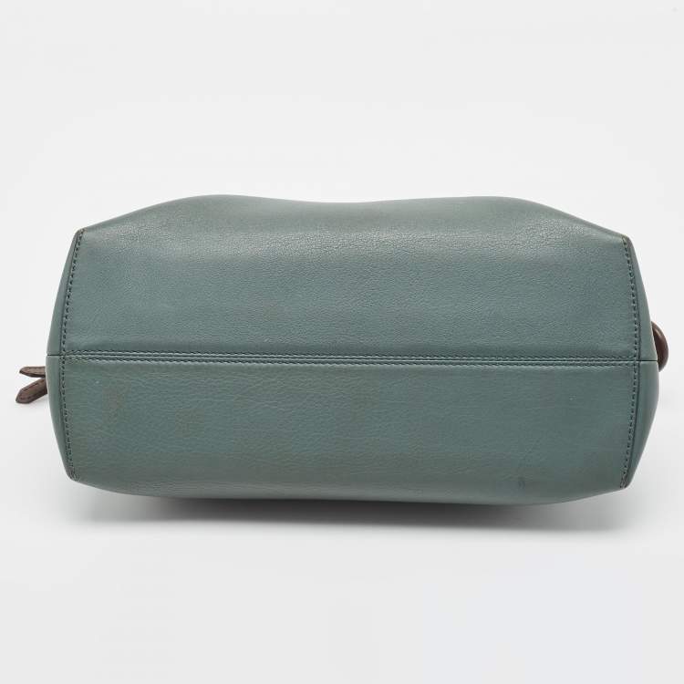 Pre Owned Fendi Green Malachite/Beige Leather Medium By The Way Shoulder Bag