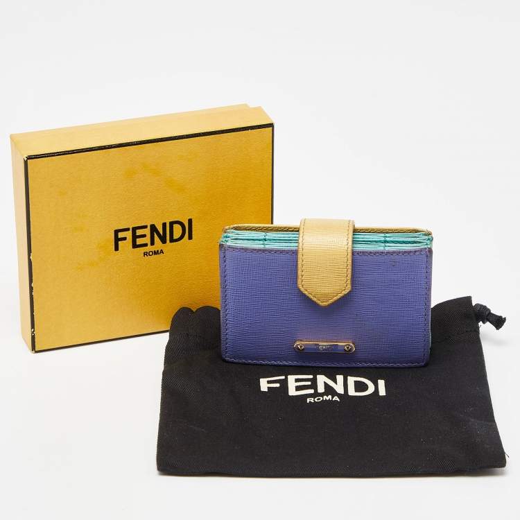 Pre Owned Fendi Multicolor Leather Gusset Card Holder