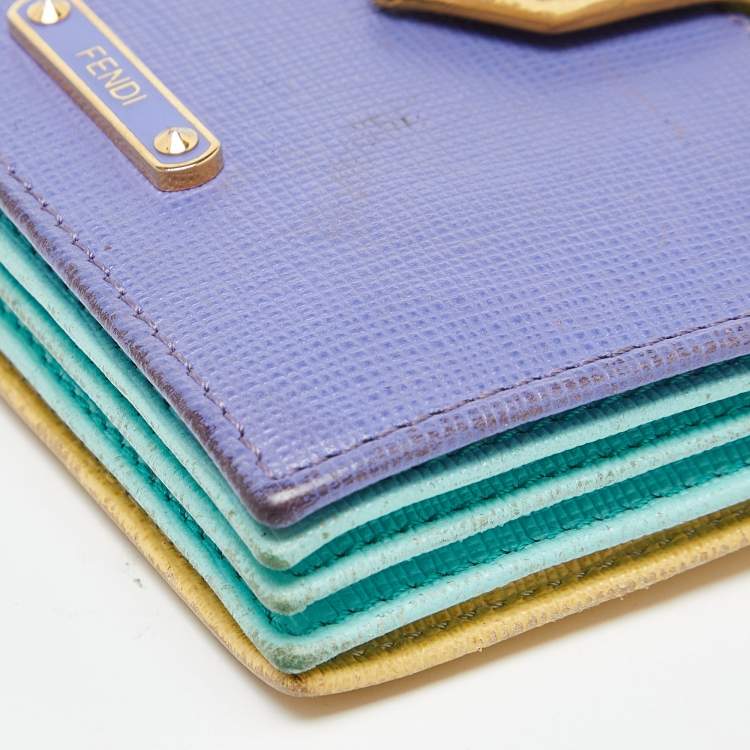 Pre Owned Fendi Multicolor Leather Gusset Card Holder
