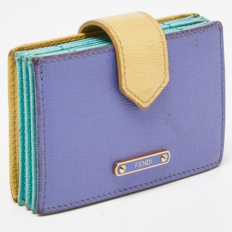 Pre Owned Fendi Multicolor Leather Gusset Card Holder