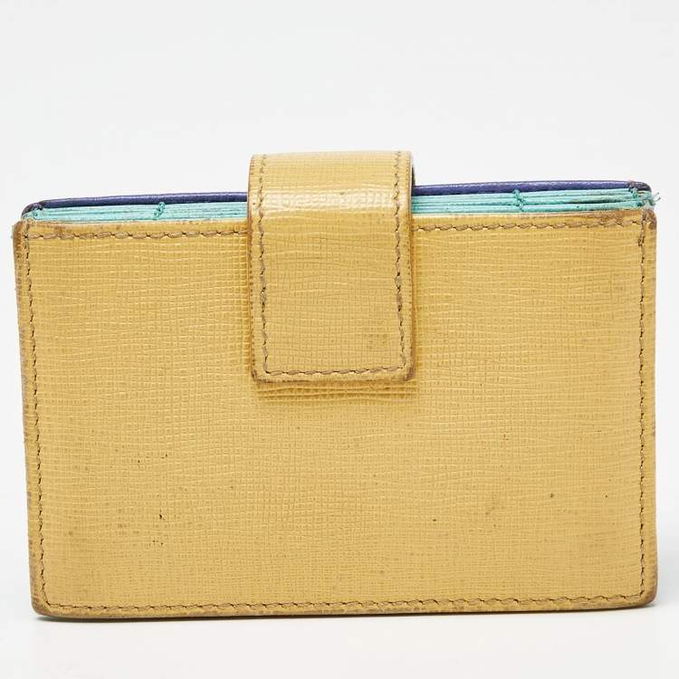 Pre Owned Fendi Multicolor Leather Gusset Card Holder