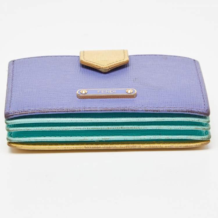 Pre Owned Fendi Multicolor Leather Gusset Card Holder