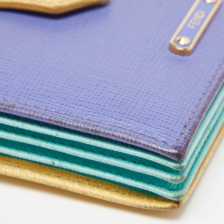 Pre Owned Fendi Multicolor Leather Gusset Card Holder