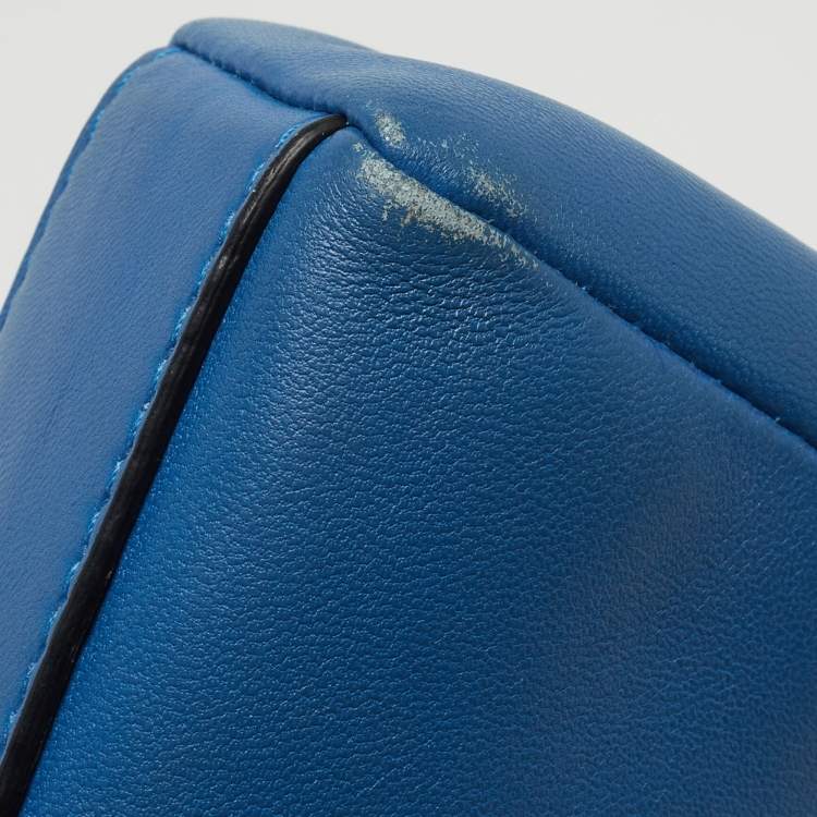 Pre Owned Fendi Powdered Blue Leather Micro Peekaboo Bag