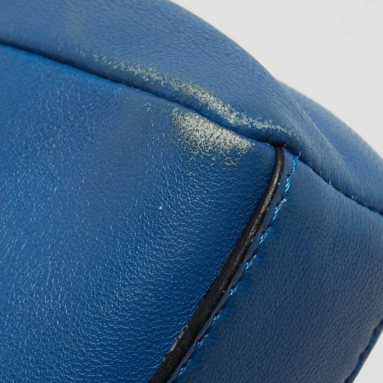 Pre Owned Fendi Powdered Blue Leather Micro Peekaboo Bag