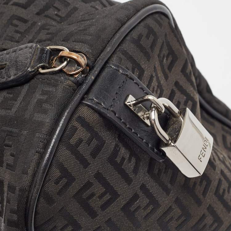 Pre Owned Fendi Black Leather Small Forever Bauletto Boston Bag