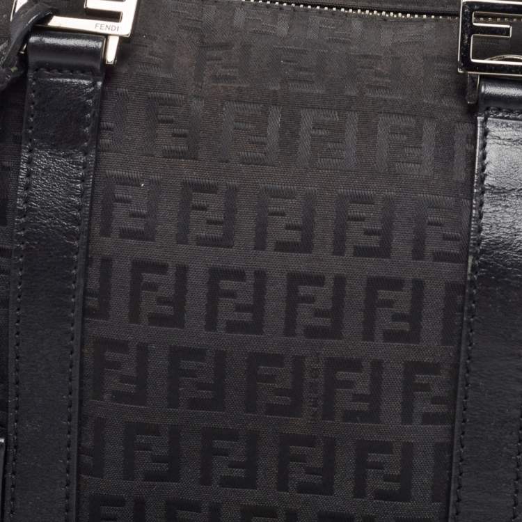 Pre Owned Fendi Black Leather Small Forever Bauletto Boston Bag
