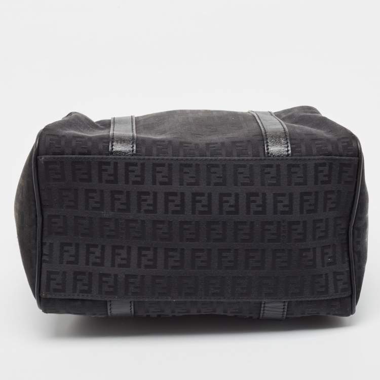 Pre Owned Fendi Black Leather Small Forever Bauletto Boston Bag