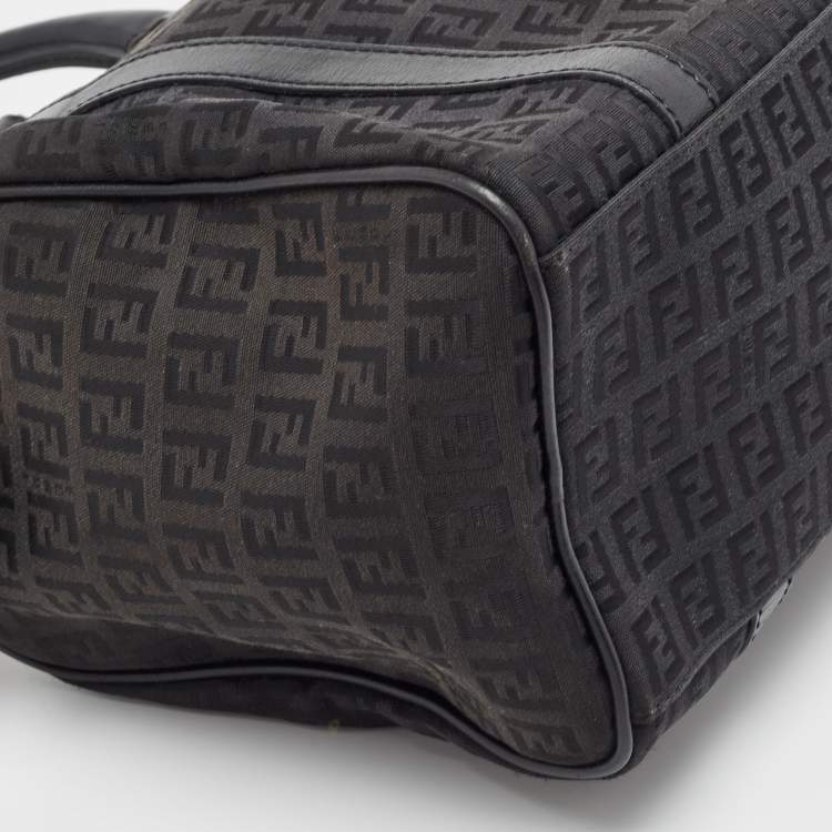 Pre Owned Fendi Black Leather Small Forever Bauletto Boston Bag