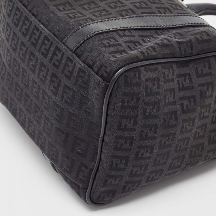 Pre Owned Fendi Black Leather Small Forever Bauletto Boston Bag