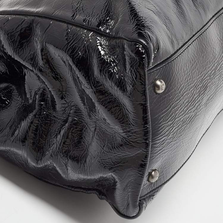 Pre Owned Fendi Black Patent Leather Large Peekaboo Top Handle Bag