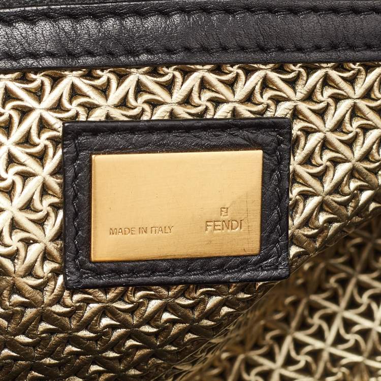 Pre Owned Fendi Black Patent Leather Large Peekaboo Top Handle Bag