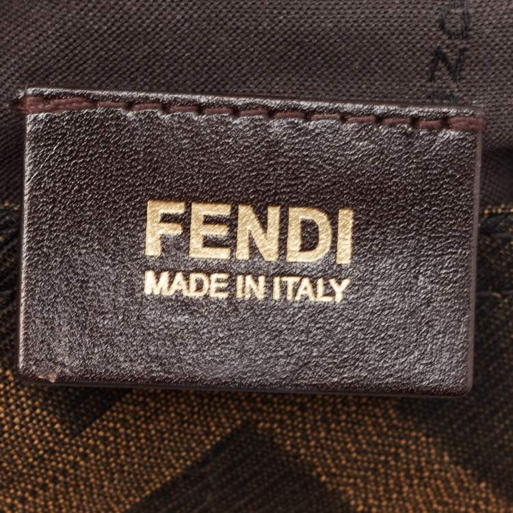 Pre Owned Fendi Tobacco Zucca Canvas and Leather Maxi Baguette Flap Shoulder Bag