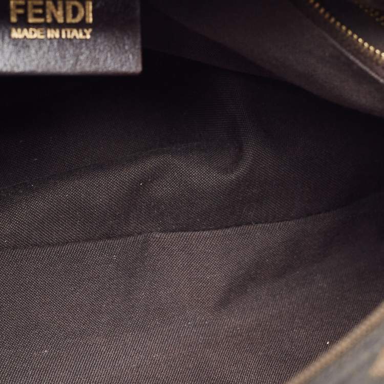 Pre Owned Fendi Tobacco Zucca Canvas and Leather Maxi Baguette Flap Shoulder Bag