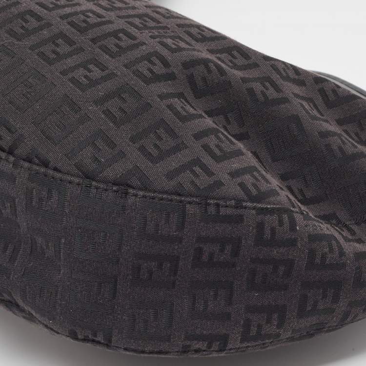 Pre Owned Fendi Black Zucchino Canvas and Leather Hobo