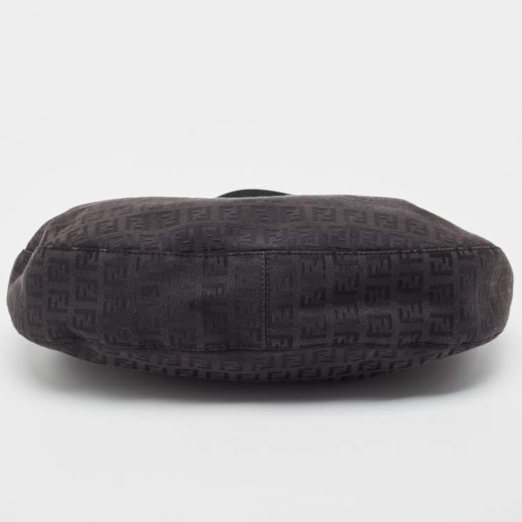 Pre Owned Fendi Black Zucchino Canvas and Leather Hobo