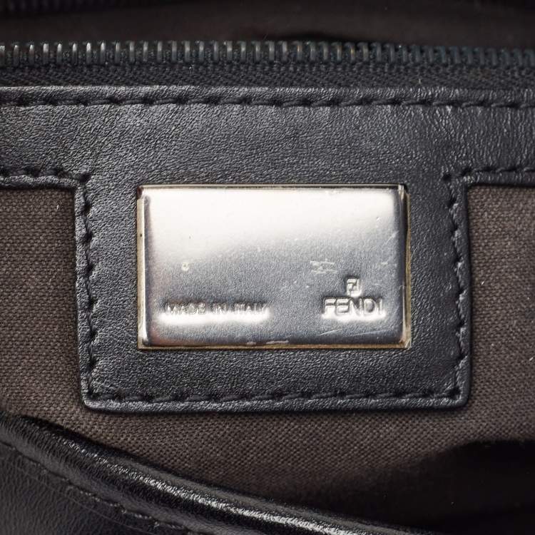 Pre Owned Fendi Black Zucchino Canvas and Leather Hobo