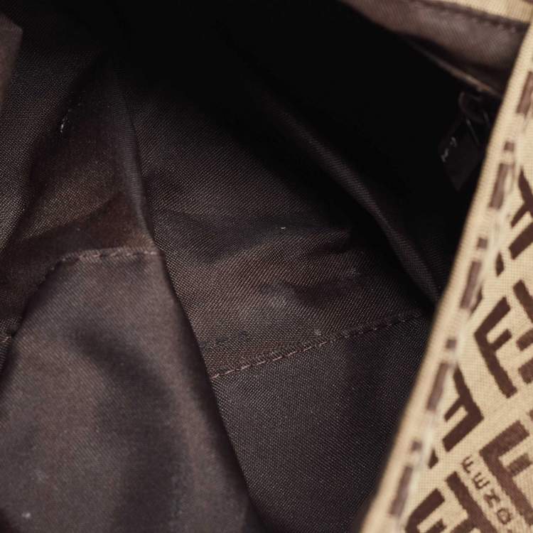Pre Owned Fendi Beige/Brown Zucchino Fabric and Leather Mama Baguette Bag