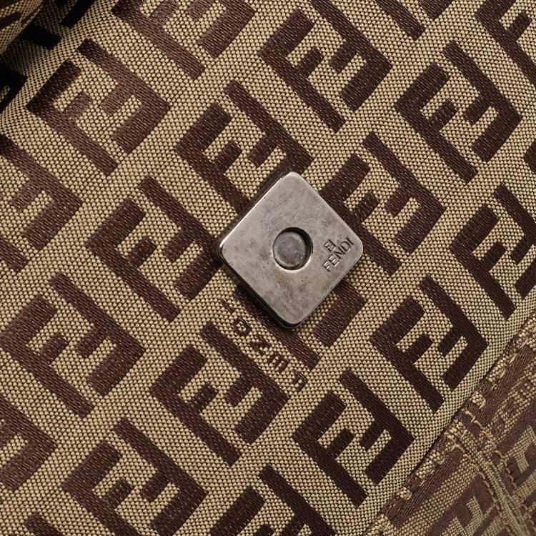 Pre Owned Fendi Beige/Brown Zucchino Fabric and Leather Mama Baguette Bag