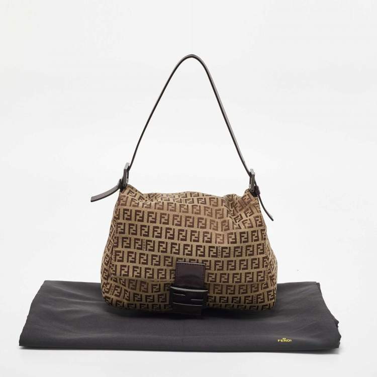 Pre Owned Fendi Beige/Brown Zucchino Fabric and Leather Mama Baguette Bag