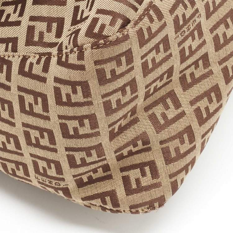 Pre Owned Fendi Beige/Brown Zucchino Fabric and Leather Mama Baguette Bag