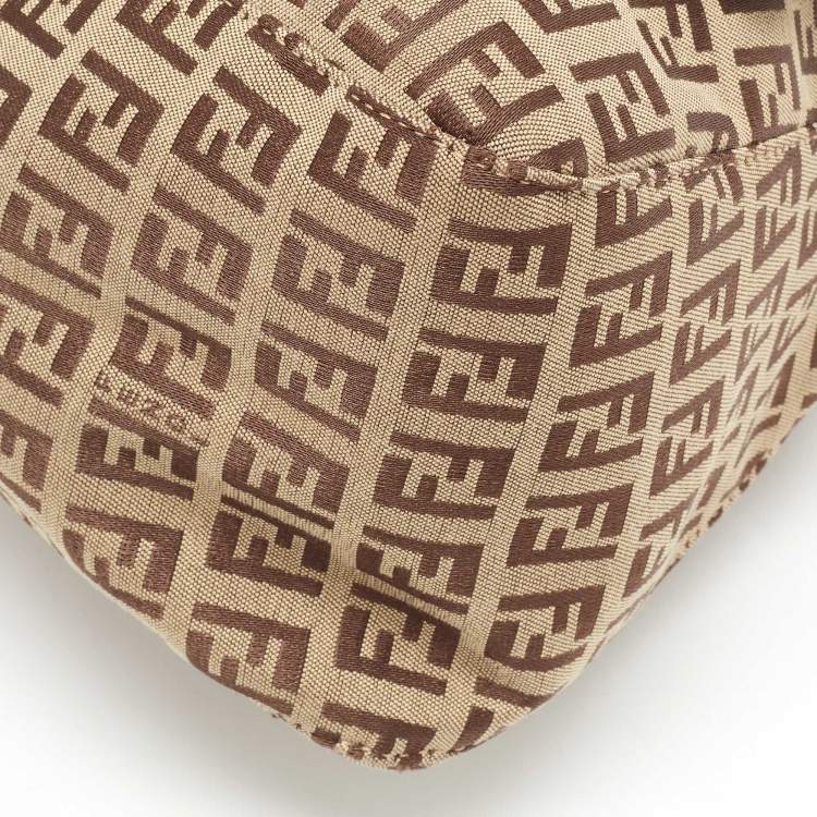 Pre Owned Fendi Beige/Brown Zucchino Fabric and Leather Mama Baguette Bag